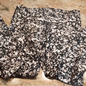 Fabletics Black & White Floral Bike Pants